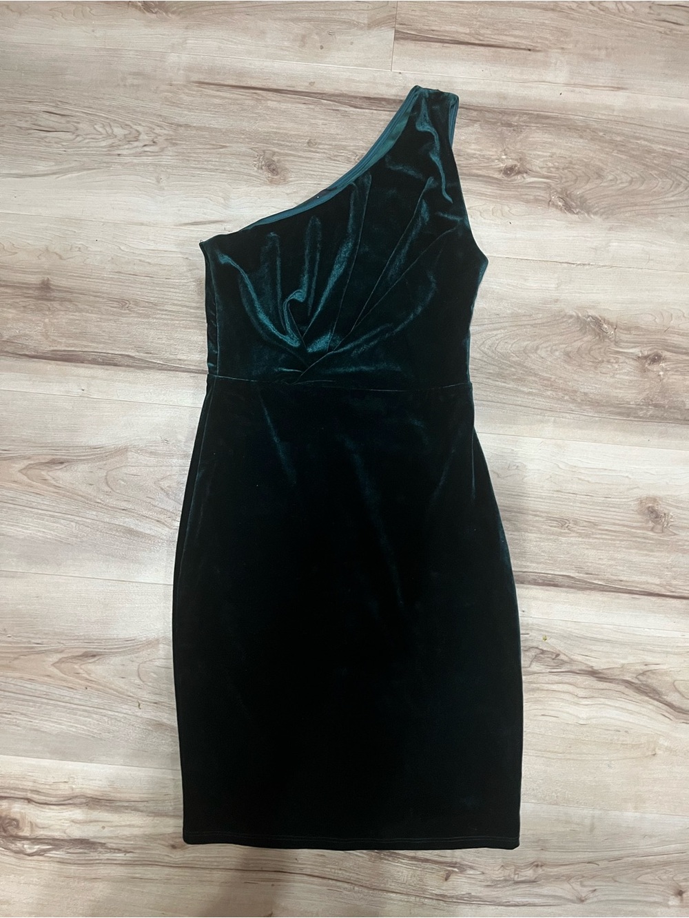 Lulus Emerald Green Velvet One Shoulder Bodycon Mini Dress Size Small